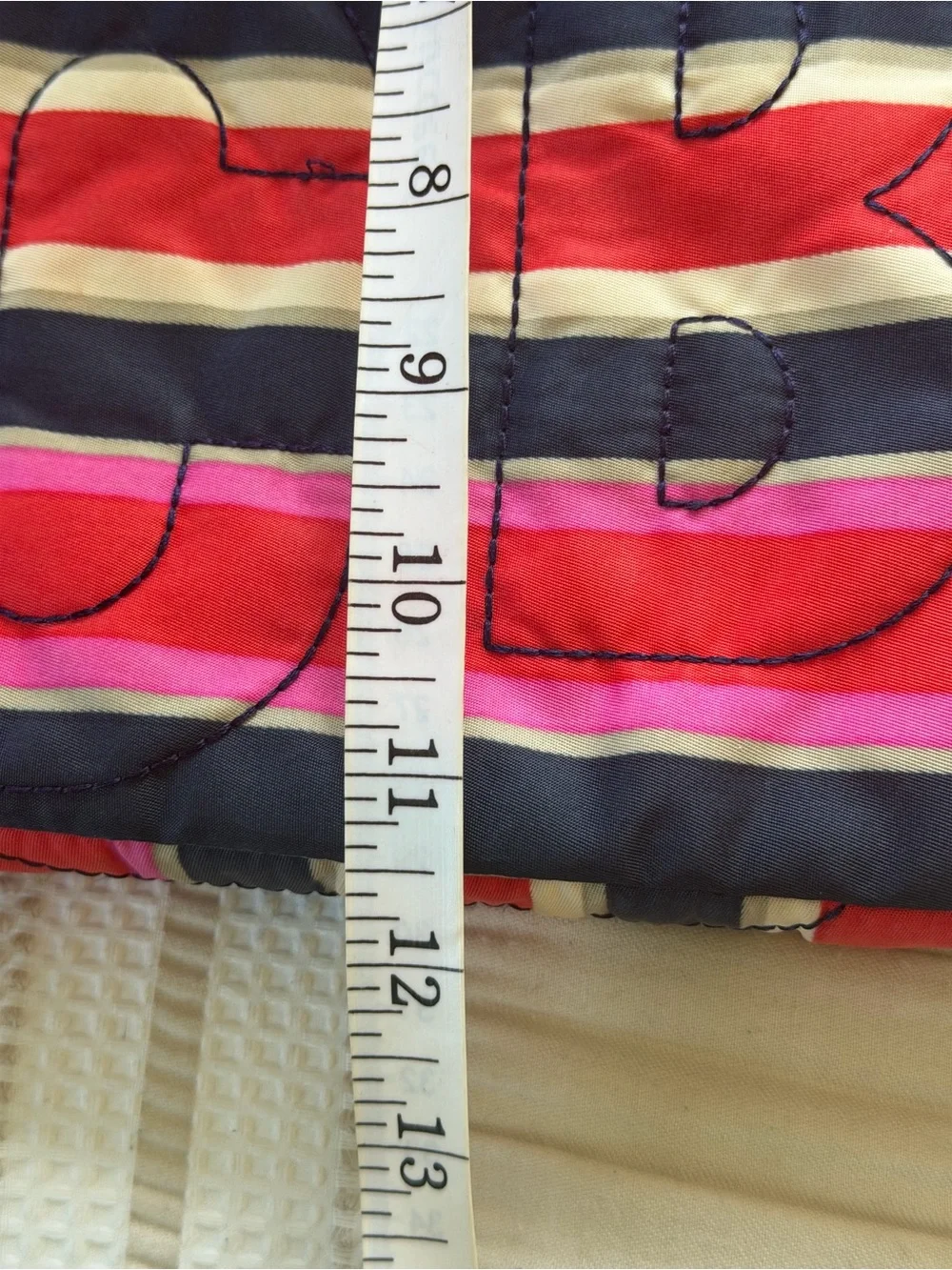 Marc by Marc Jacobs Pink Red Navy Cream Striped Quilted Laptop Bag